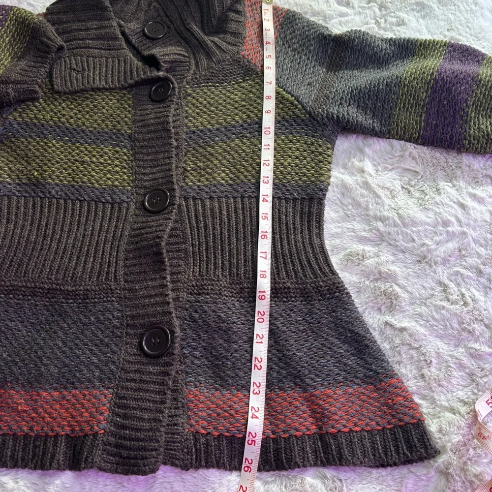 RXB Striped Brown Wool Blend Button-Up Women's Cardigan Sweater, Size M - Picture 5 of 6